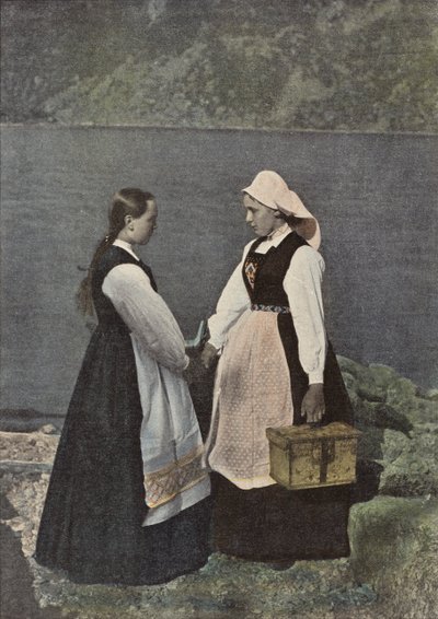 Young Girl and Postwoman in the Sognefjord by European Photographer